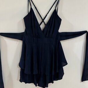 Princess Polly Navy Blue Romper